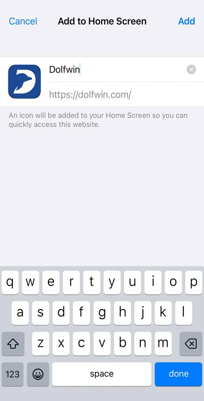 Add the Dolfwin icon to have instant access to the casino and betting.