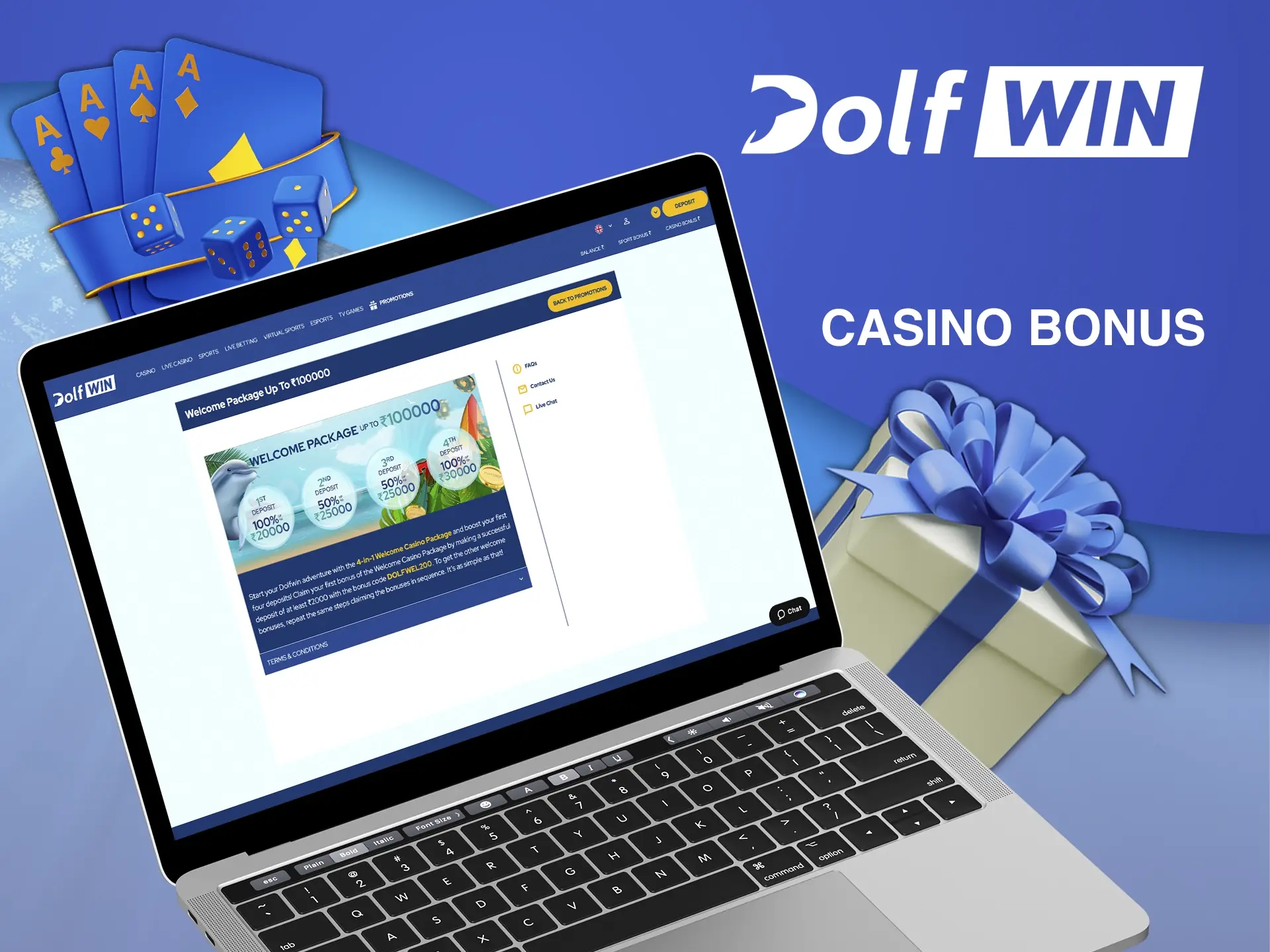 Take advantage of Dolfwin's bonus to gain experience and skill when playing the best casino games.