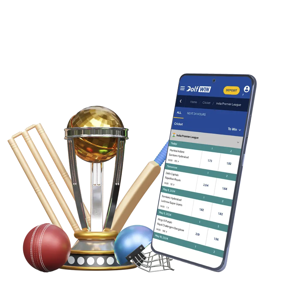 The diversity of the cricket market at Dolfwin allows the user to find a favourable event or good odds to bet on.