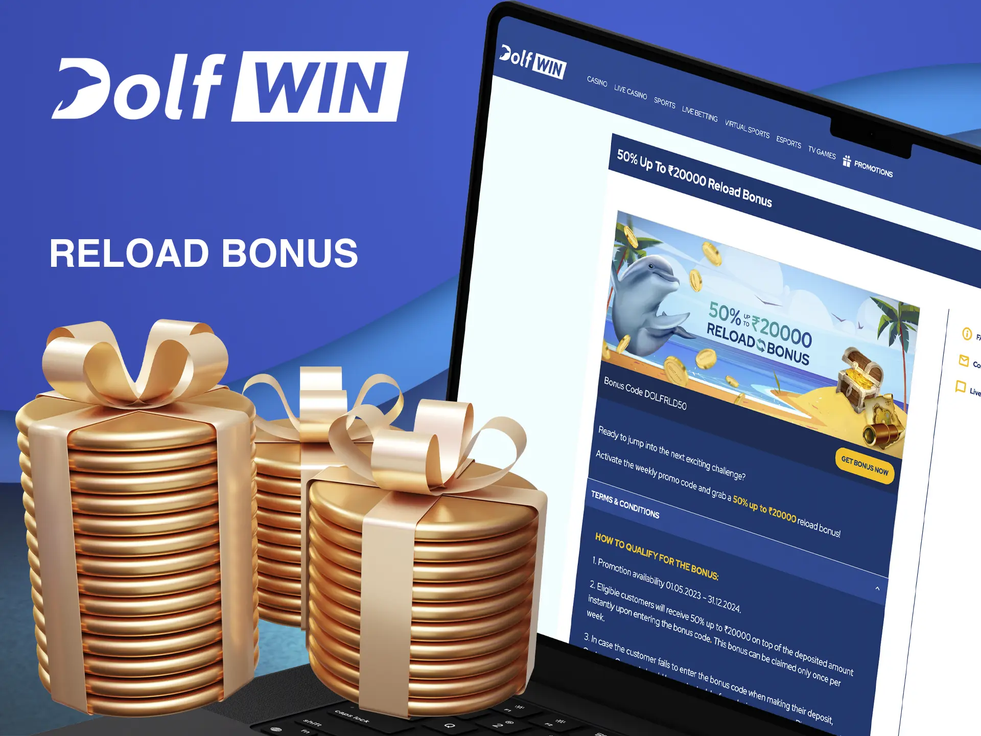 Make regular deposits into your account and earn a bonus to bet more and spin the best slots at Dolfwin Casino.
