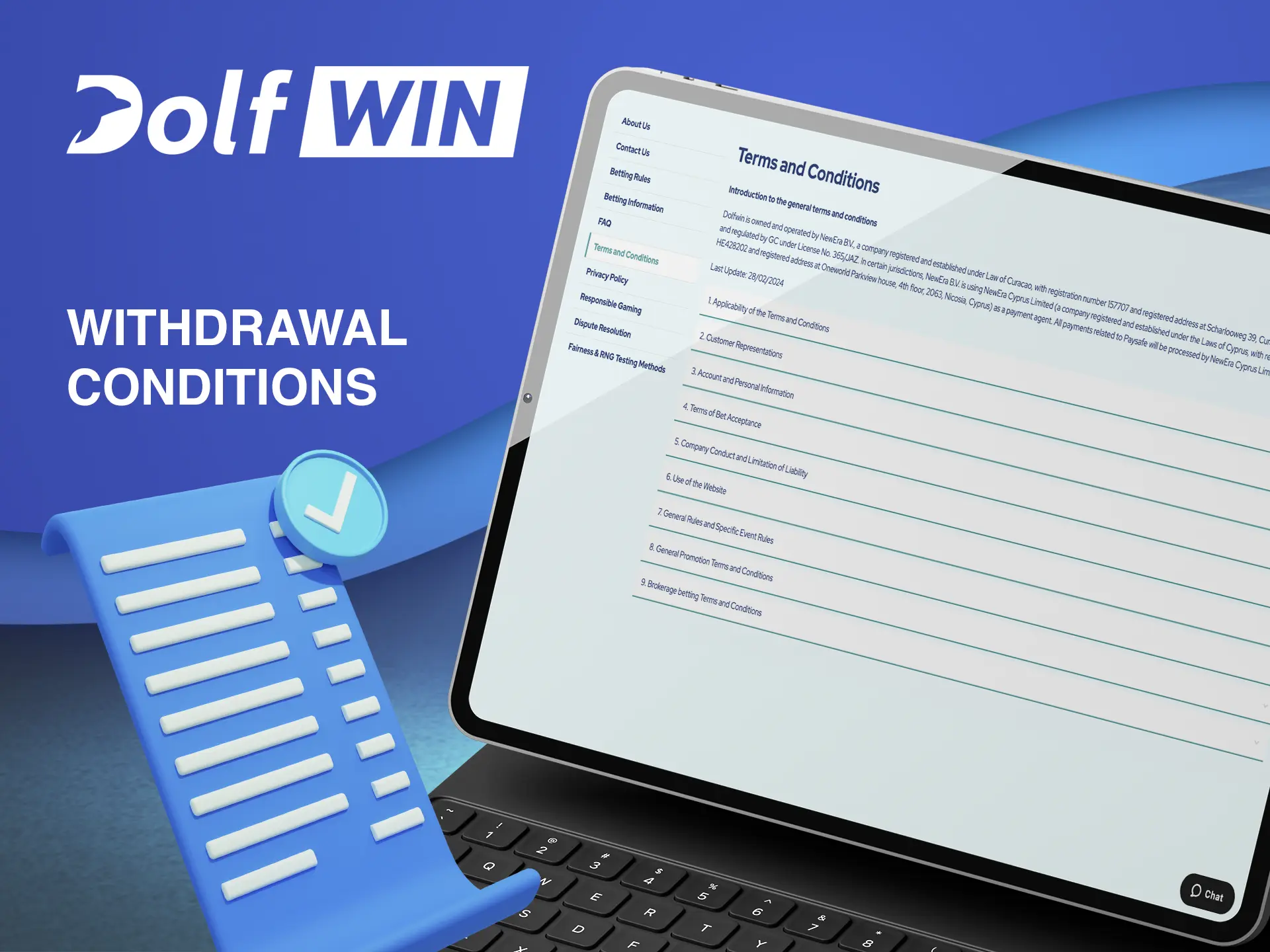 Study the rules of the site Dolfwin that determine the deposit and withdrawal of funds.