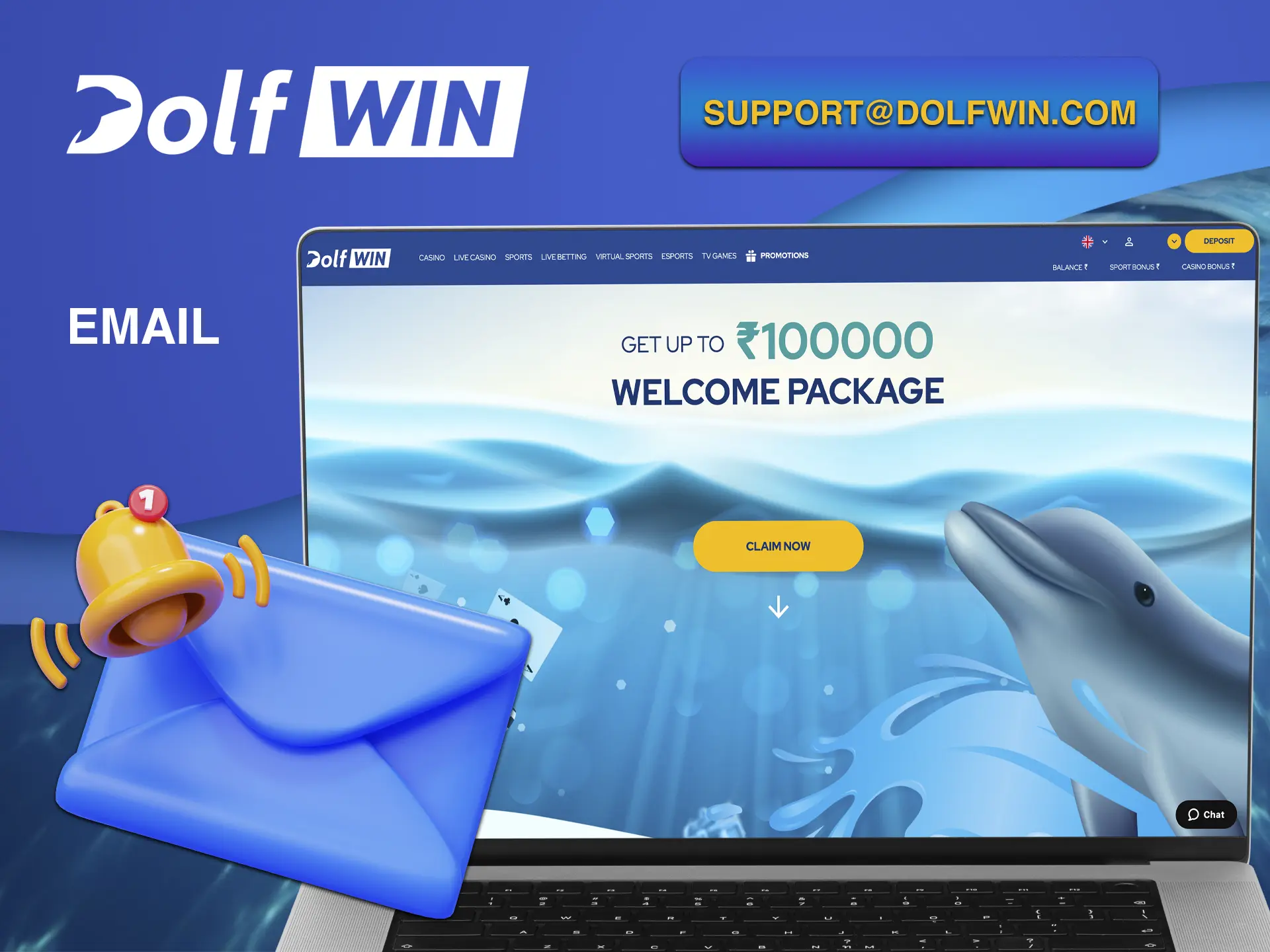 Use Email as an appeal in case you have any questions or difficult situations at Dolfwin Casino.