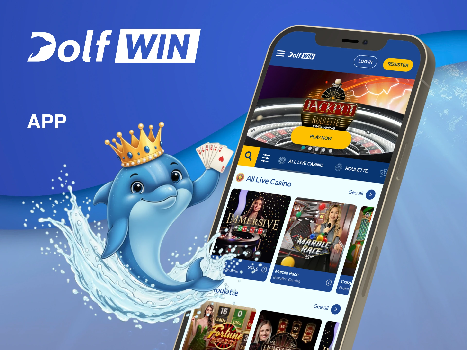 The Dolfwin app gives you easy access to all Live Casino tables.