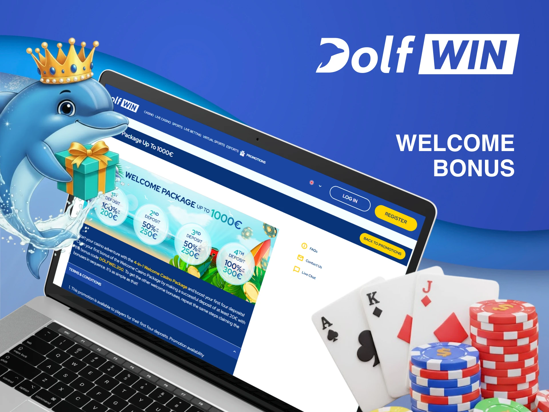 Claim your welcome bonus to boost your bankroll at the Dolfwin Live Casino.