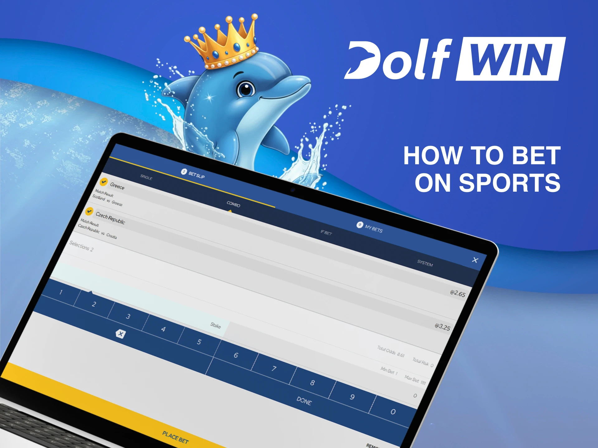 The Dolfwin Sports page is your home for fast, simple bet placement on any match.