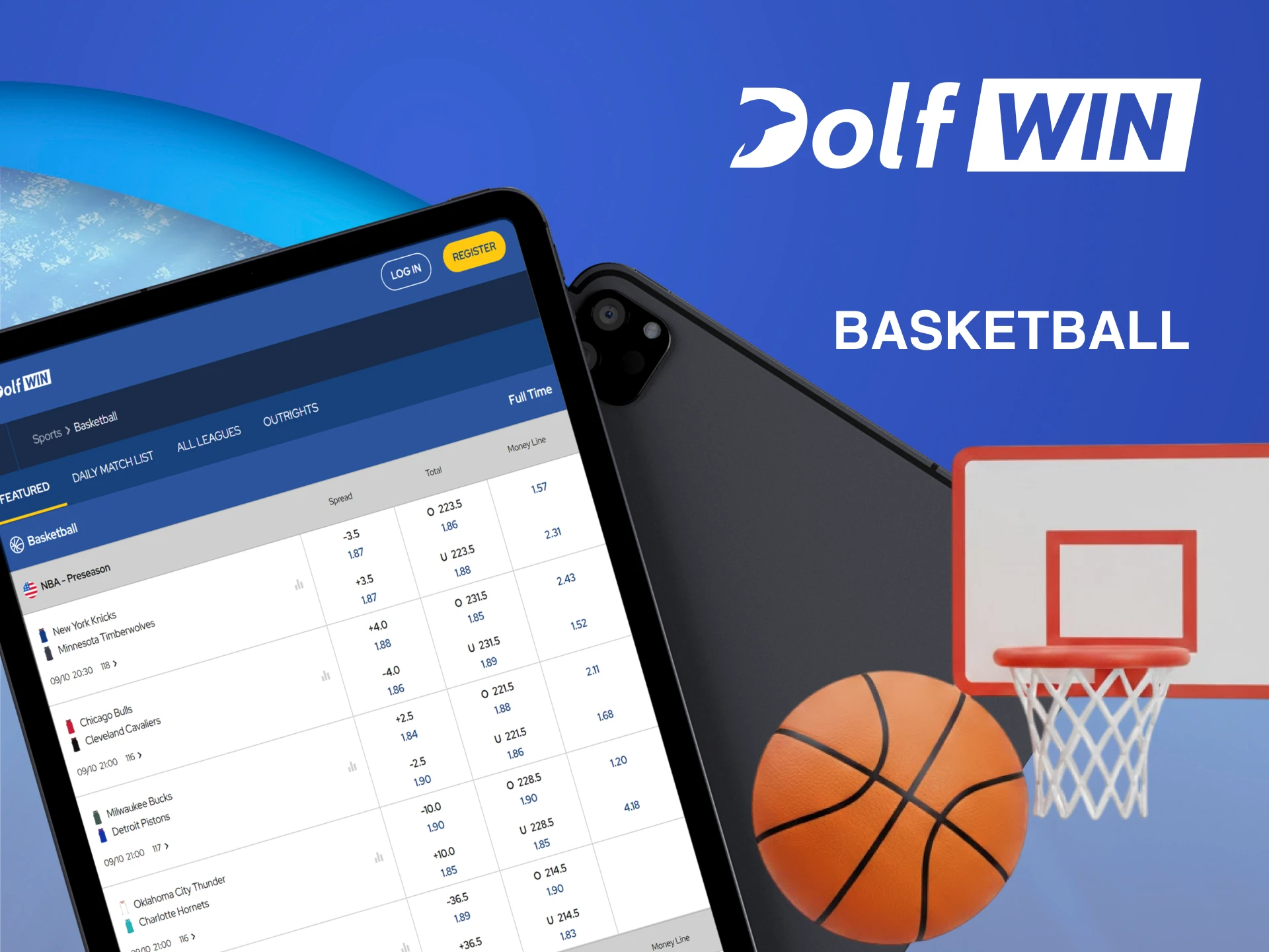 Bet on all top Basketball leagues globally right here at Dolfwin.